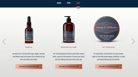 King C. Gillette 'Available at Walgreens.com' Links